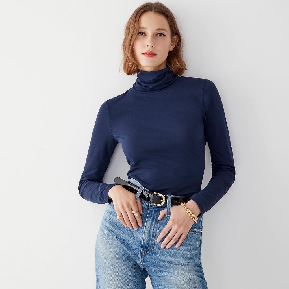 J. Crew Tissue Turtleneck Navy in XL